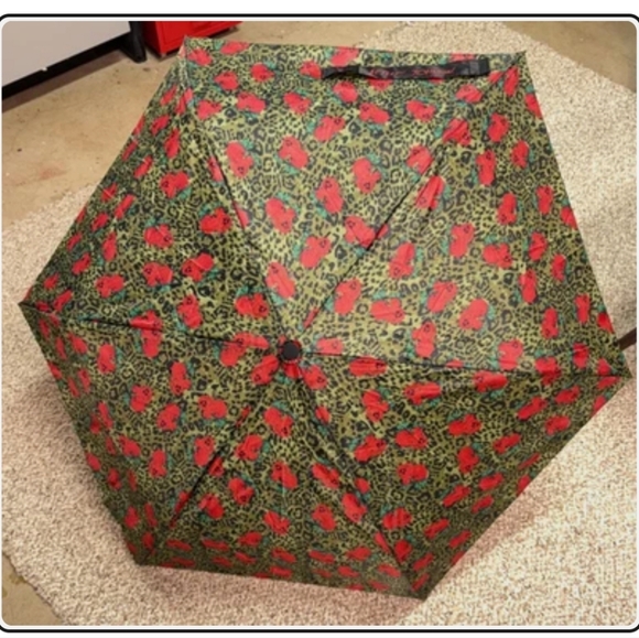 Betsey Johnson Other - Betsy Johnson Leopard Print Umbrella with Red Roses